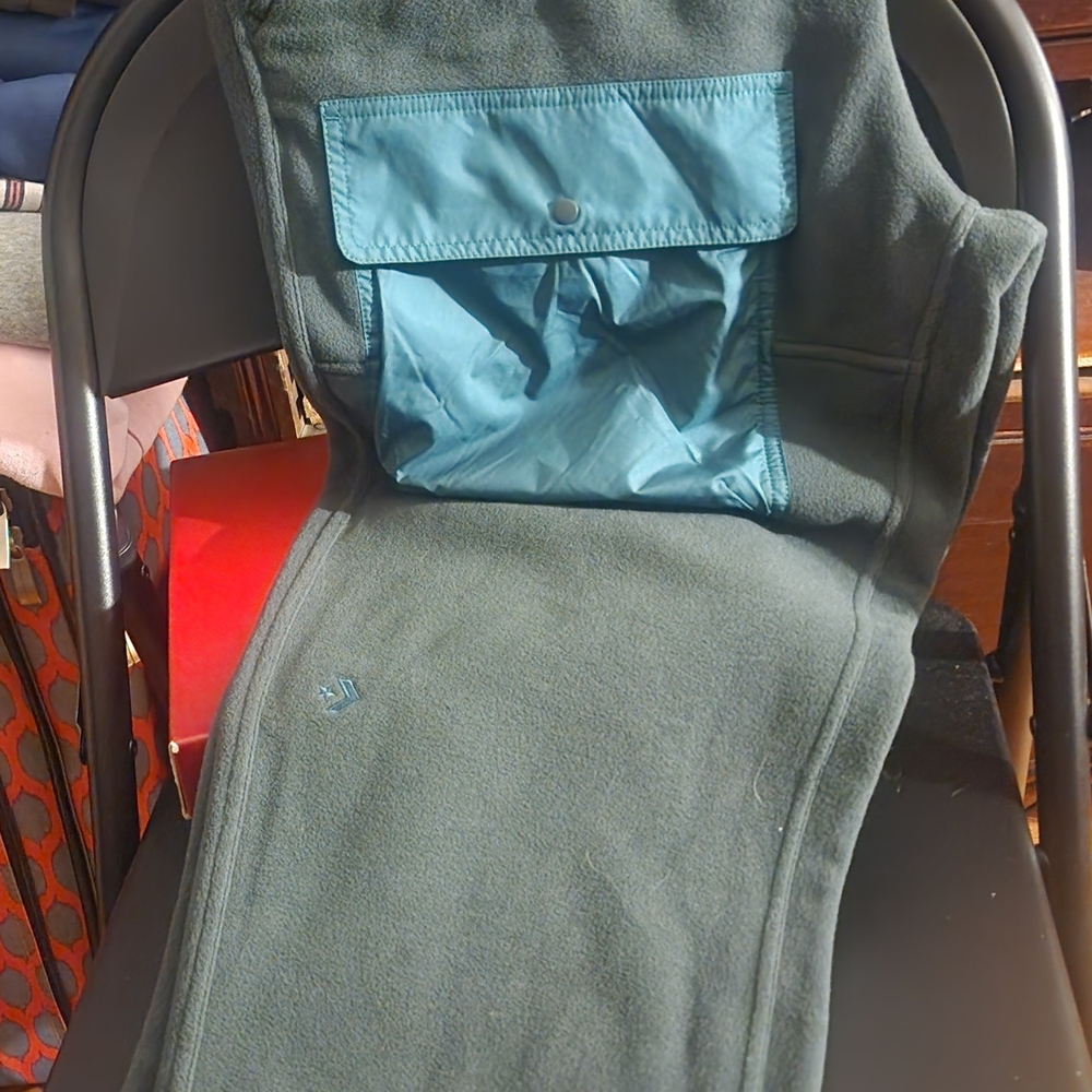Green Fleece Vest with Teal Pocket